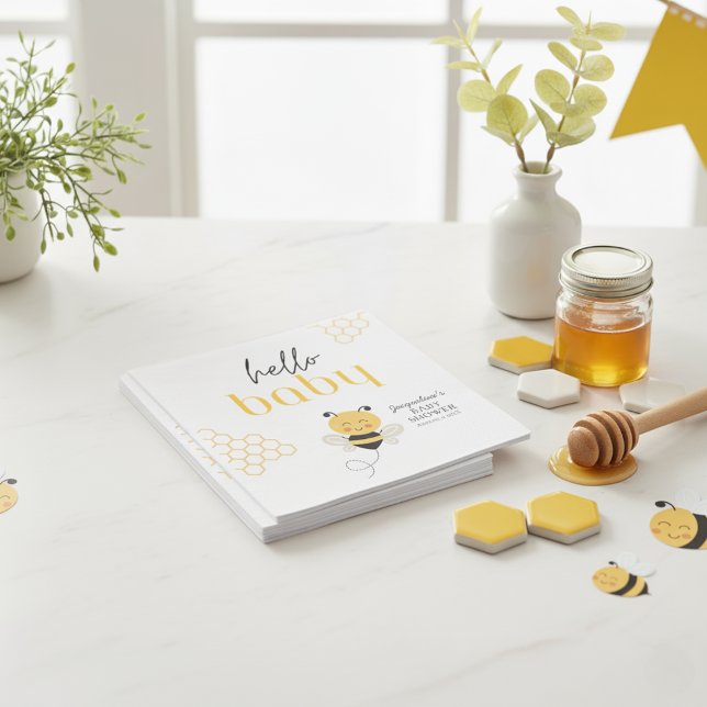 Serviette En Papier Bonjour Bébé Abee : Baby shower doux serviettes (Hello Baby Bee: Sweet Baby Shower Napkins)