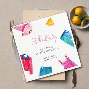 Serviette En Papier Bonjour Bébé Baby shower de vêtements bleu rose