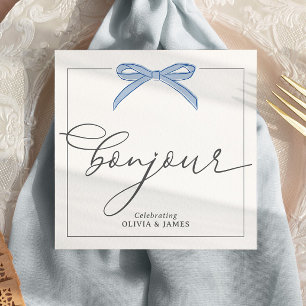Serviette En Papier Bonjour Bébé Blue Paris Tour Eiffel Baby shower