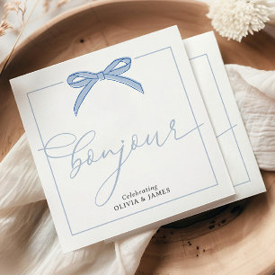 Serviette En Papier Bonjour Bébé Blue Paris Tour Eiffel Baby shower