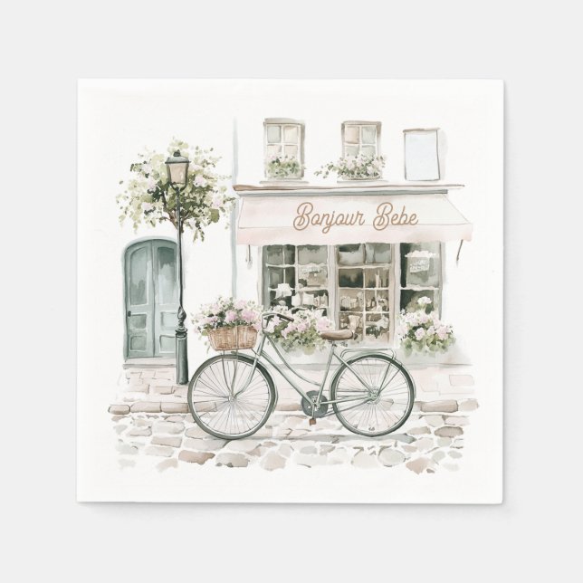 Serviette En Papier Bonjour Bebe French Baby Shower (Devant)