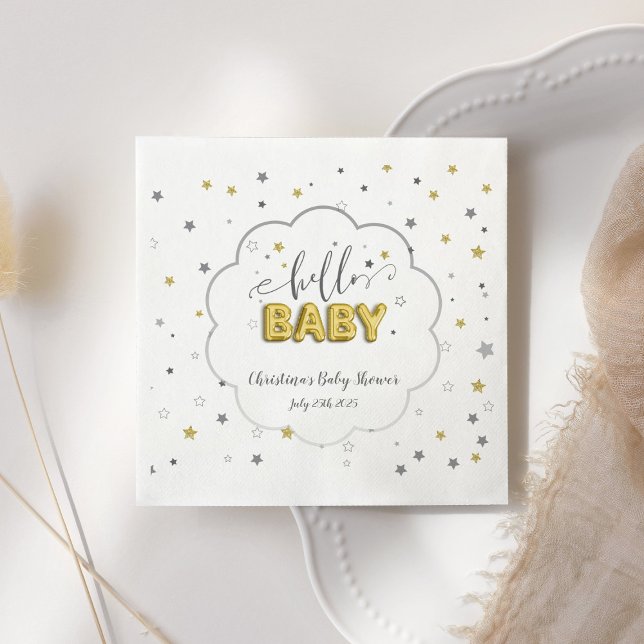 Serviette En Papier Bonjour Bébé Genre Neutre Twins Twinkle Stars (Créateur téléchargé)