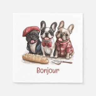 Serviette En Papier Bonjour Bouledogues Français