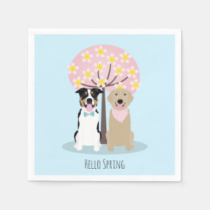 Serviette En Papier Bonjour Chiens De Printemps Par Cherry Blossom Tre