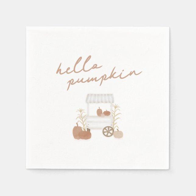 Serviette En Papier Bonjour Citrouille Automne Baby shower Naples (Devant)