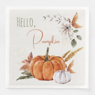 Serviette En Papier Bonjour Citrouille Rustique Automne aquarelle