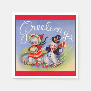 Serviette En Papier Bonjour de Noël de M. et Mme Snowman