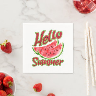 Serviette En Papier Bonjour été Aquarelle