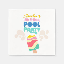 Serviette En Papier Bonjour été ! Invitation de la partie de pool
