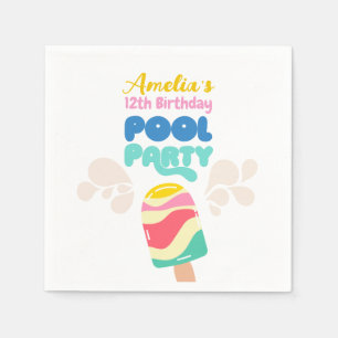 Serviette En Papier Bonjour été ! Invitation de la partie de pool