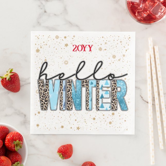 Serviette En Papier Bonjour Personnaliser d'hiver (En situation)