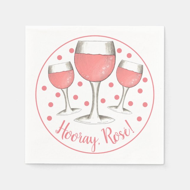 Serviette En Papier Bonjour, Rosé ! Verre rose vif rose vigne (Devant)