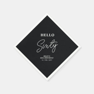 Serviette En Papier Bonjour Soixante Fête d'anniversaire moderne de