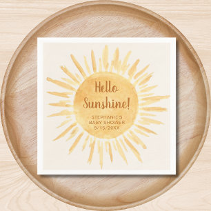 Serviette En Papier Bonjour Sunshine Boho Baby shower crème