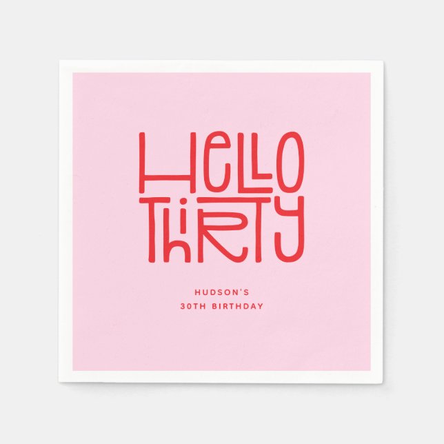 Serviette En Papier BONJOUR TRENTE Moderne Anniversaire 30 Ans (Devant)