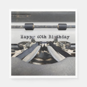 Serviette En Papier Bonne 60e anniversaire Retro Typewriter