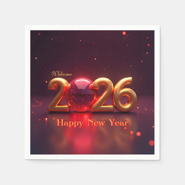 Serviette En Papier Bonne année 2026 (Devant)