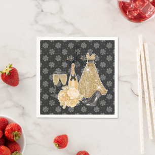 Serviette En Papier Bonne année en or