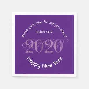 Serviette En Papier Bonne Année RENEW VISION 2020 Papier VIOLET