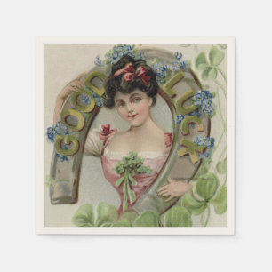 Serviette En Papier Bonne Chance - Carte Vintage de la Saint-Patrick