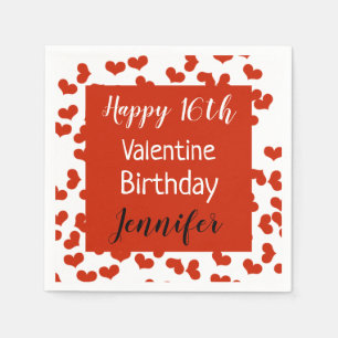 Serviette En Papier Bonne fête d'anniversaire de Saint-Valentin