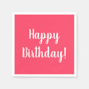 Serviette En Papier Bonne fête d'anniversaire moderne rose