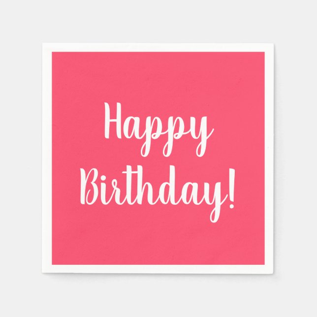 Serviette En Papier Bonne fête d'anniversaire moderne rose (Devant)