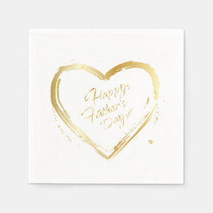 Serviette En Papier Bonne Fête des pères Design moderne Gold Heart