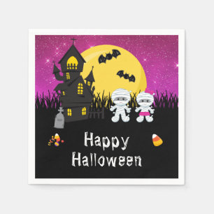 Serviette En Papier Bonne fête d'Halloween maman rose