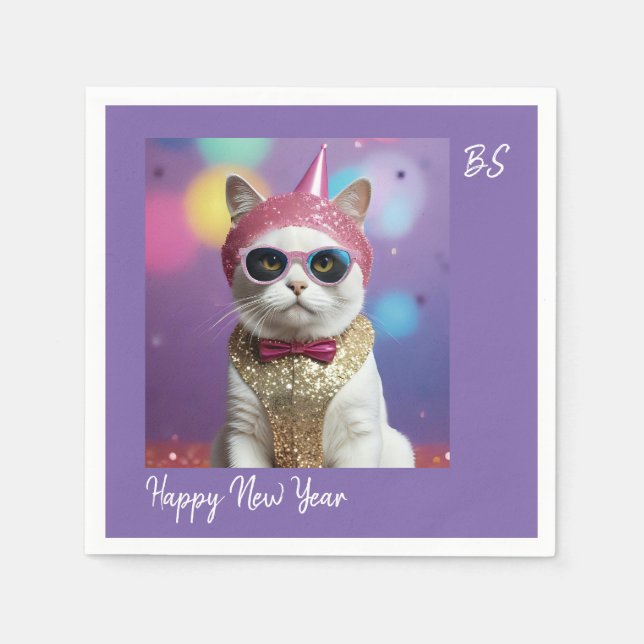 Serviette En Papier Bonne fête du Nouvel An - Chat déguisé (Devant)