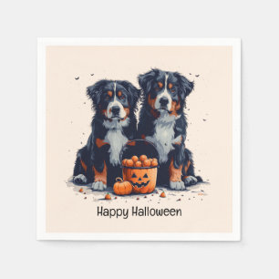 Serviette En Papier Bonne Halloween Bernese Mountain Dogs Citrouille