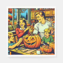 Serviette En Papier Bonne Halloween Nostalgale Citrouilles de la sculp