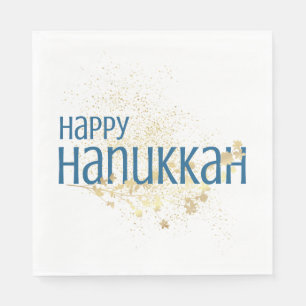 Serviette En Papier Bonne Hanoukka (avec Gold Foliage)