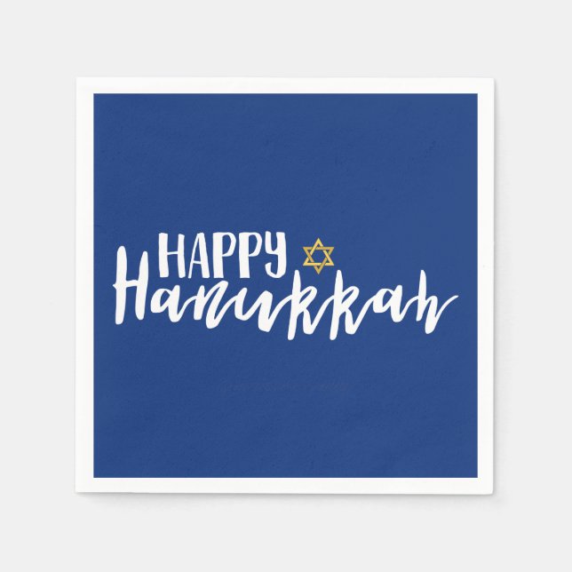 Serviette En Papier Bonne Hanoukka Star de David Holiday Napkin (Devant)