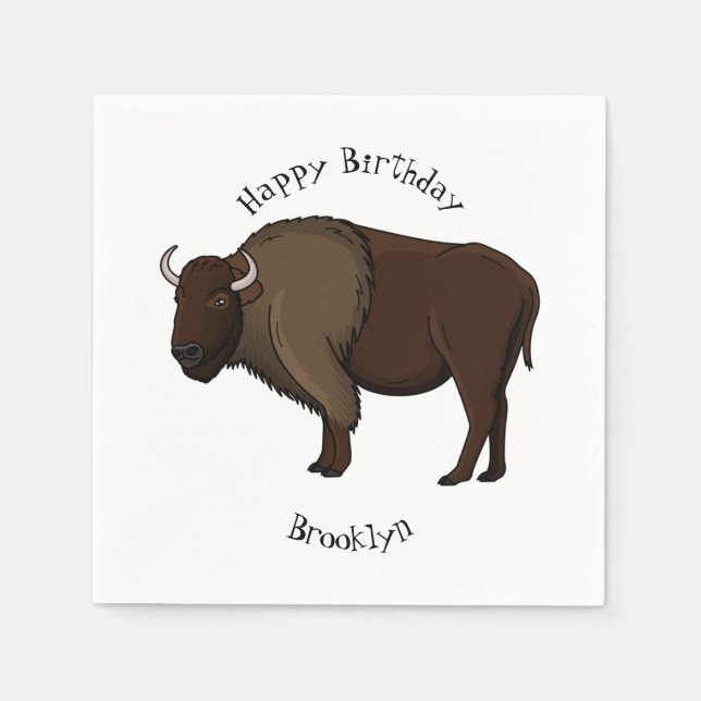 Serviette En Papier Bonne illustration de bison américain (Devant)