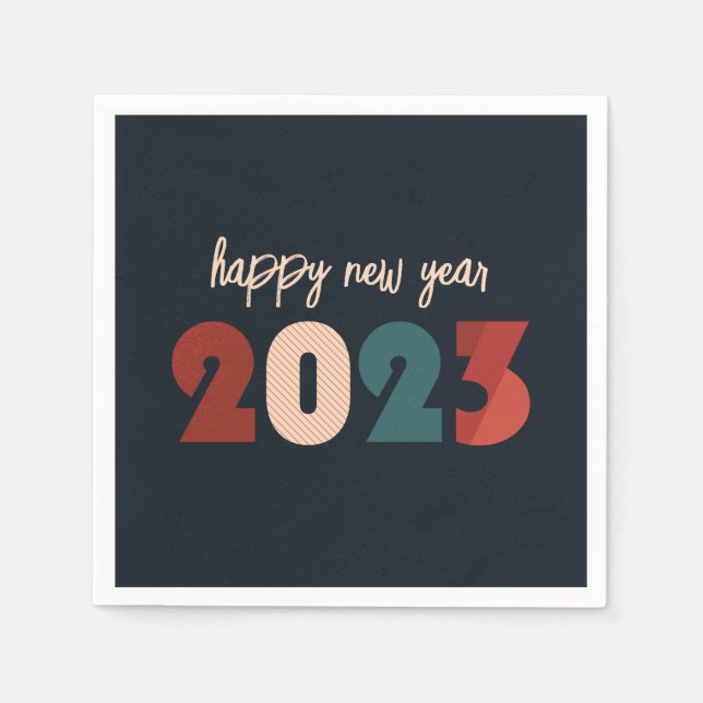 Serviette En Papier Bonne nouvelle année 2023 texte (Devant)