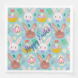 Serviette En Papier Bonne Personnaliser Pâques de mignons lapins