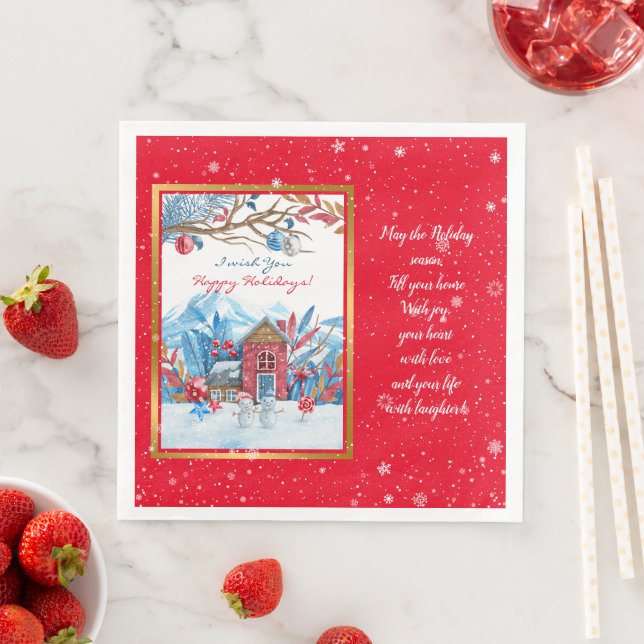 Serviette En Papier Bonne Personnaliser Snowman (En situation)