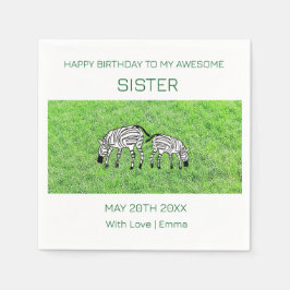 Serviette En Papier Bonne soeur d'anniversaire, mignonne et joyeux zèb