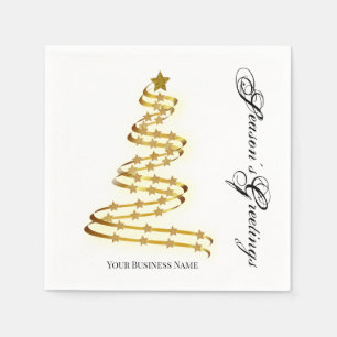 Serviette En Papier Bonnes Fêtes Gold Tree étoiles Abstrait