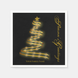 Serviette En Papier Bonnes Fêtes Gold Tree étoiles Abstrait