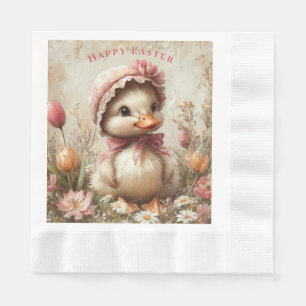 Serviette En Papier Bonnet rose de Pâques Tulipes Daisis