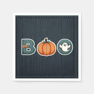 Serviette En Papier BOO Denim Rustique Campagne Citrouille Fantôme Hal