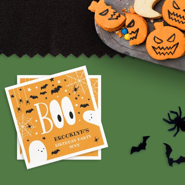 Serviette En Papier Boo Ghosts Orange Halloween fête d'anniversaire (Créateur téléchargé)