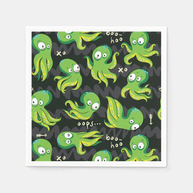 Serviette En Papier Boo Octopus Green Kids Clothing & Décor (Devant)