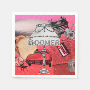 Serviette En Papier BOOMER Nostalgale Collage Papier Party