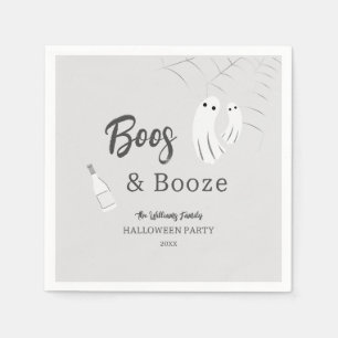 Serviette En Papier Boos & Booze Adulte Halloween Invitation Gris Clai