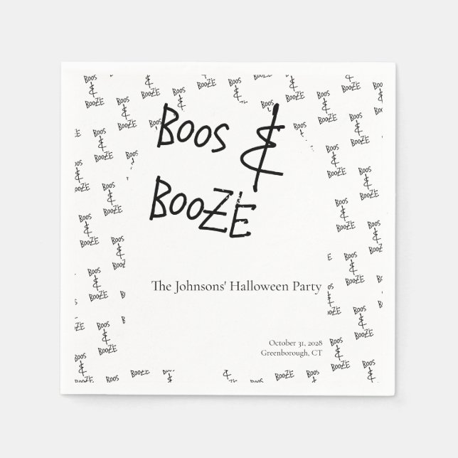 Serviette En Papier Boos et Booze Halloween Party Minimal (Devant)