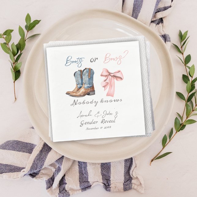 Serviette En Papier Boots ou Bows Blue Rose Genre Revevela Party (Créateur téléchargé)