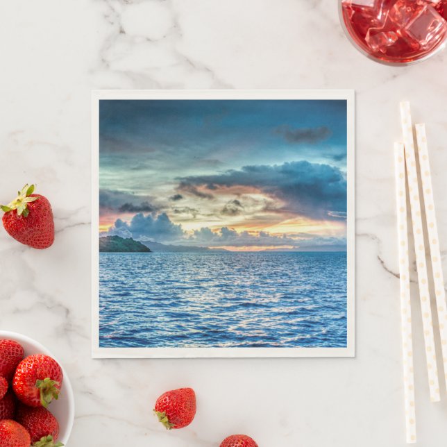 Serviette En Papier Bora Bora beau coucher de soleil (En situation)